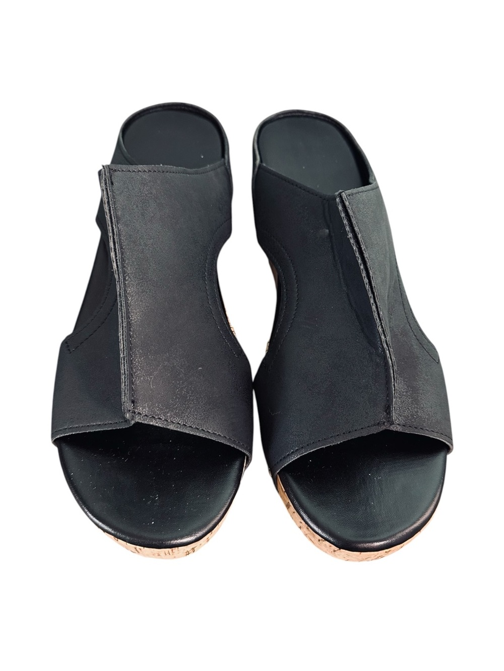 Black Cork Wedge Sandals - Women - Picture 2 of 7